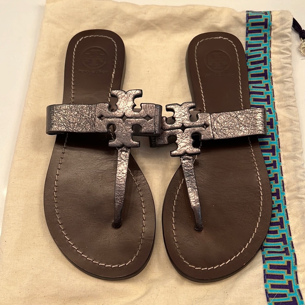 Tory Burch Sandals dark silver metallic Size 7